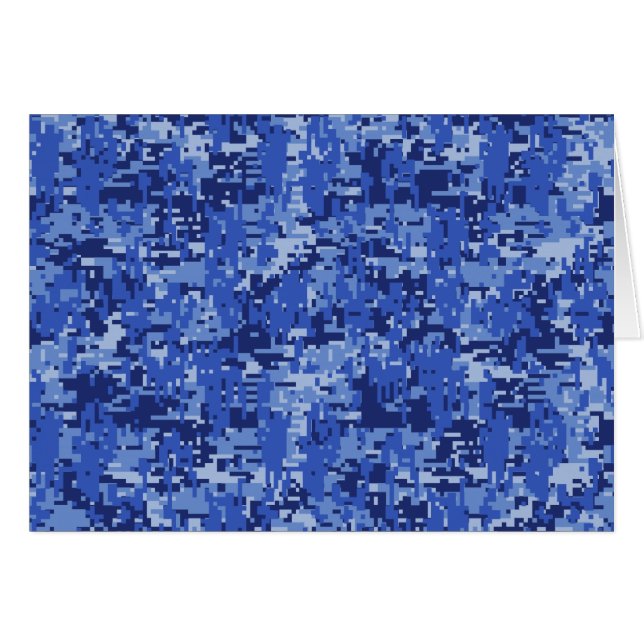 Cartão Marinho Blue Digital Pixels Texture Decor (Frente Horizontal)