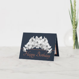 Cartão Marinho Laranja Buquê Branco Daffodils Feliz Anive