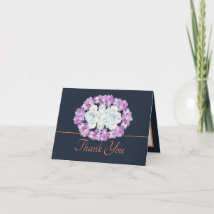 Cartão Marinho Orange Chic Rosas Crocuss Wreath Obrigado