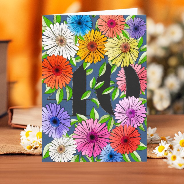 Cartão Marinho Russo Azul Personalizado aniversário de 40 (Criador carregado)