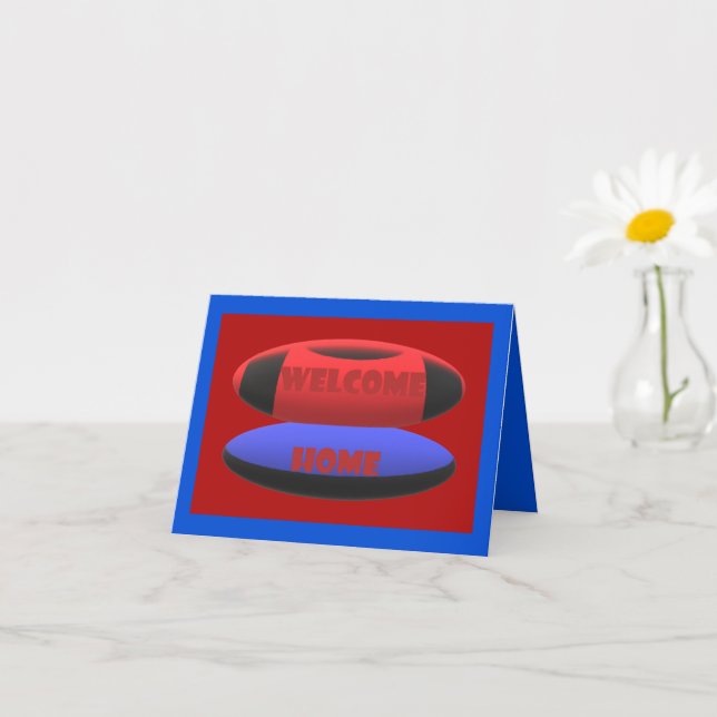 Cartão marinho vermelho design de boas-vindas azul com te (Planta pequena)