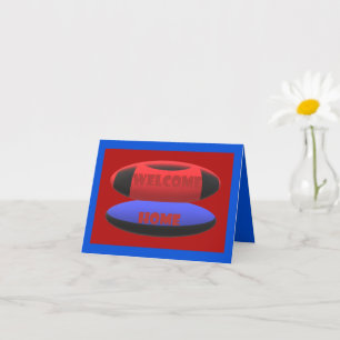 Cartão marinho vermelho design de boas-vindas azul com te