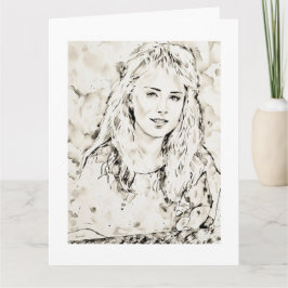 Cartão Marla Kay Mangan Computer Sketch Ink Wash 2 