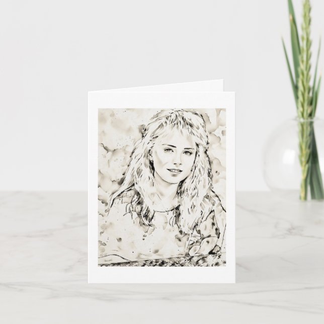 Cartão Marla Kay Mangan Computer Sketch Ink Wash 2  (Frente)