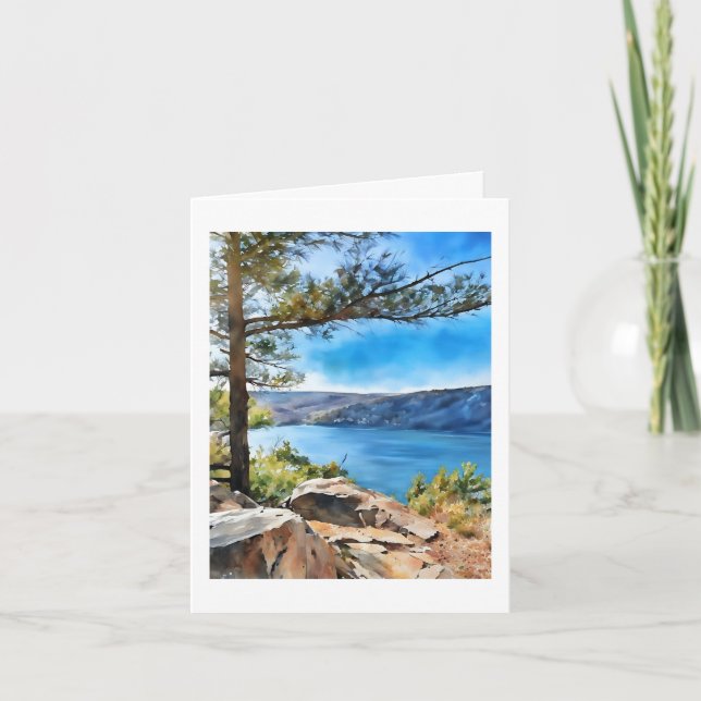 Cartão Marla's Devil's Lake Computer Watercolor Painting  (Frente)