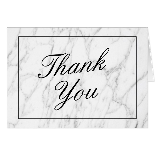 Cartão Mármore branco Elegante obrigado de casamento pequ (Frente horizontal)