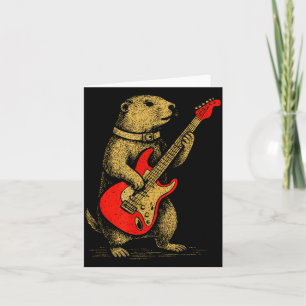 Cartão Marmota Antiga Tocando Guitarra Música Divertida R