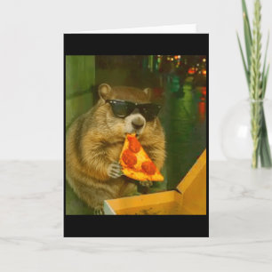 Cartão Marmota Engraçada Esquilo Comendo Pizza Meme de Ro