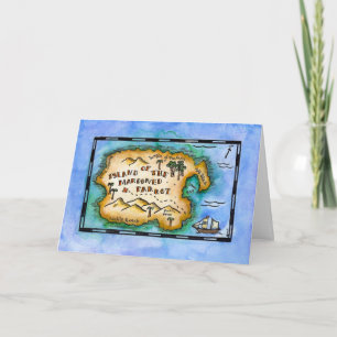 Cartão Marooned Parrot Treasure Map Greeting Card
