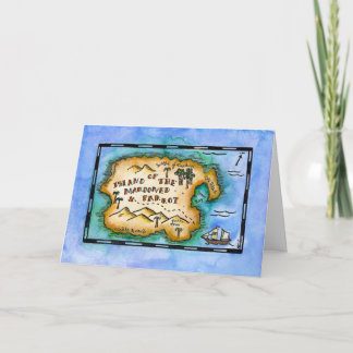 Cartão Marooned Parrot Treasure Map Greeting Card
