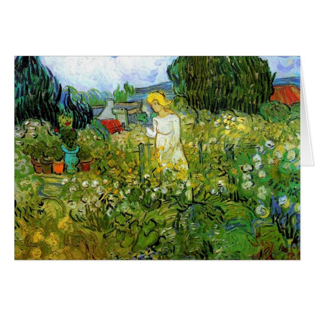 Cartão Marquerite Gachet no Jardim, Vincent van Gogh. (Frente Horizontal)