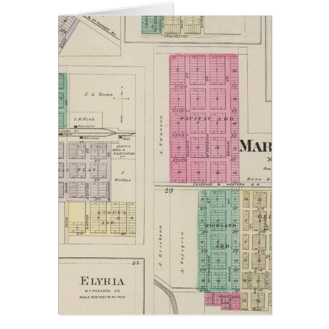 Cartão Marquette, Conway, Galva, Elyria, Ames, Kansas (Frente)