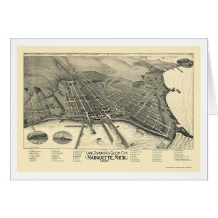 Cartão Marquette, mapa panorâmico do MI - 1897