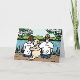 Cartão Marrom da família Labrador amarelo personalizado S