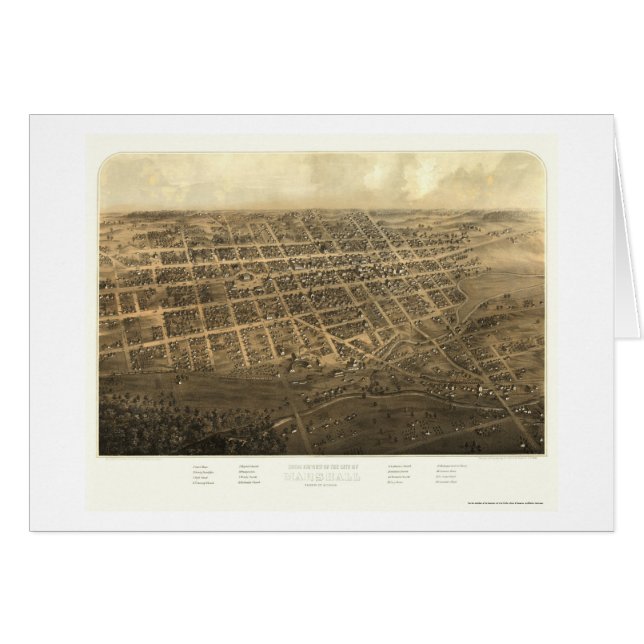 Cartão Marshall, mapa panorâmico do MI - 1868 (Frente Horizontal)