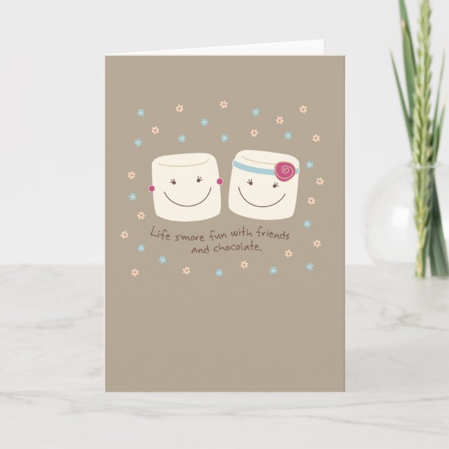 Cartão Marshmallow Friends and Chocolate Greeting Card (Frente)