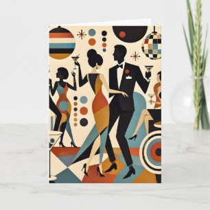 Cartão Martínis Jazzy Abstratos e Festa de Coquetel Danç