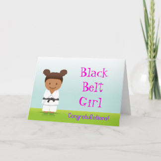 Cartão Martial Arts Black Belt Girl Congratulations Card