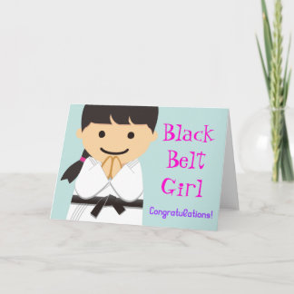 Cartão Martial Arts Black Belt Girl Smile Card