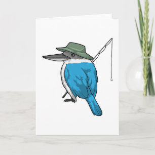 Cartão Martim-pescador pescador de pesca vara de pescar