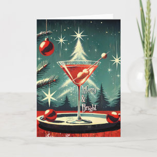 Cartão Martini de Natal Retro Flocos de Neve dos Anos 50