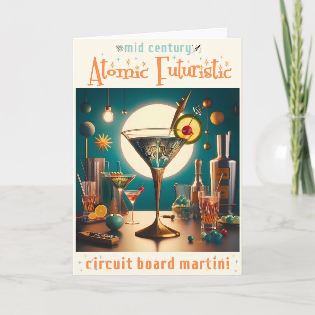 Cartão Martini Futurista de Placa de Circuito Atômico (Frente)