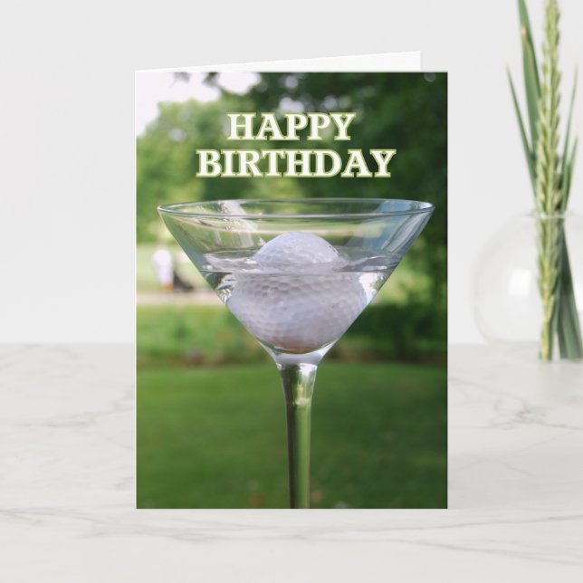 Cartão Martini Golf Ball Birthday (Frente)