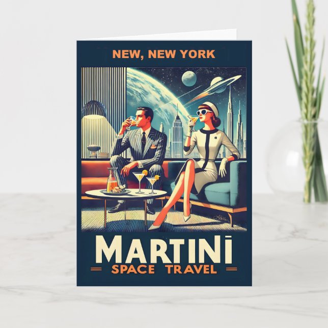 Cartão Martini Space Posteres de viagens New, Nova York (Frente)