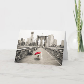 Cartão Marty Mouse on the Brooklyn Bridge Greeting Card