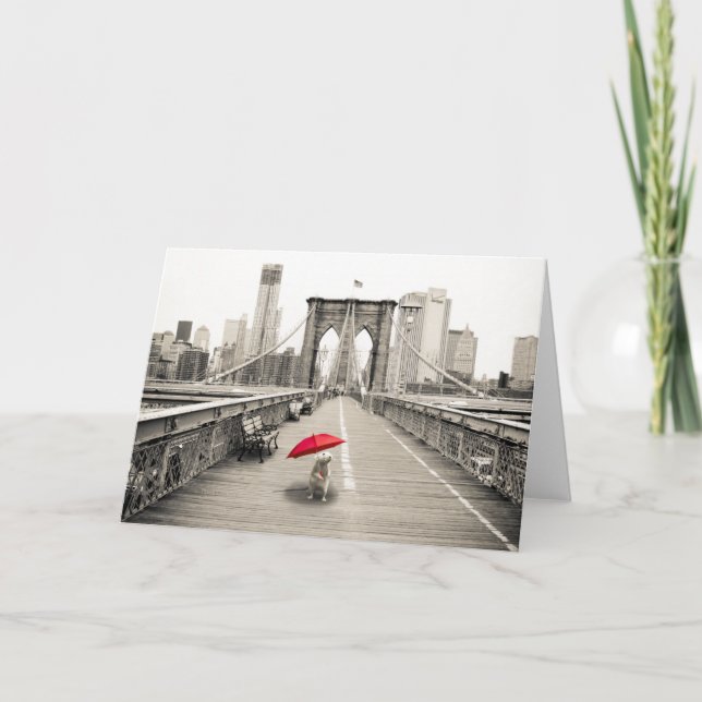 Cartão Marty Mouse on the Brooklyn Bridge Greeting Card (Frente)