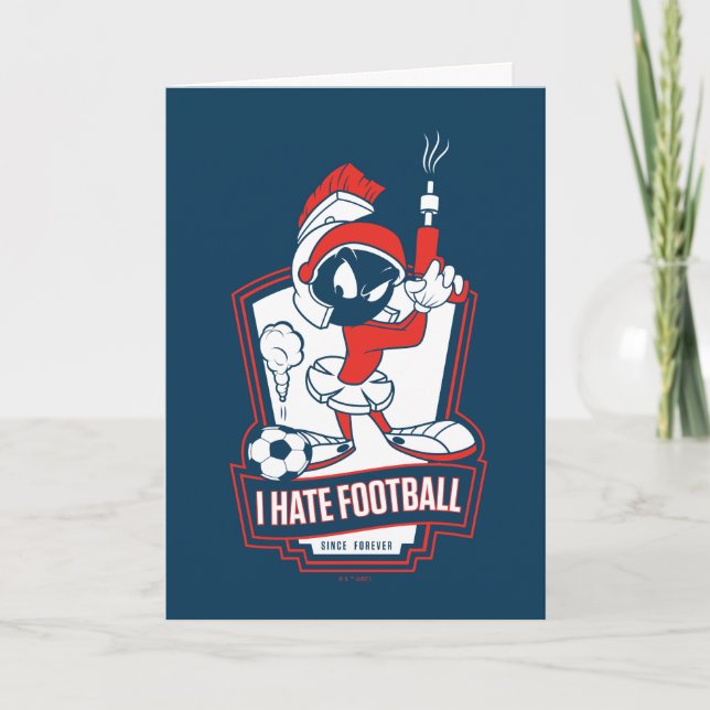 Cartão MARVIN O MARCIANO™ Gráfico "Eu Odeio Futebol" (Frente)