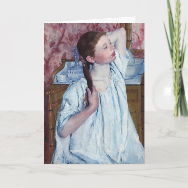 Cartão Mary Cassatt - Garota Arrumando seu Cabelo (Frente)