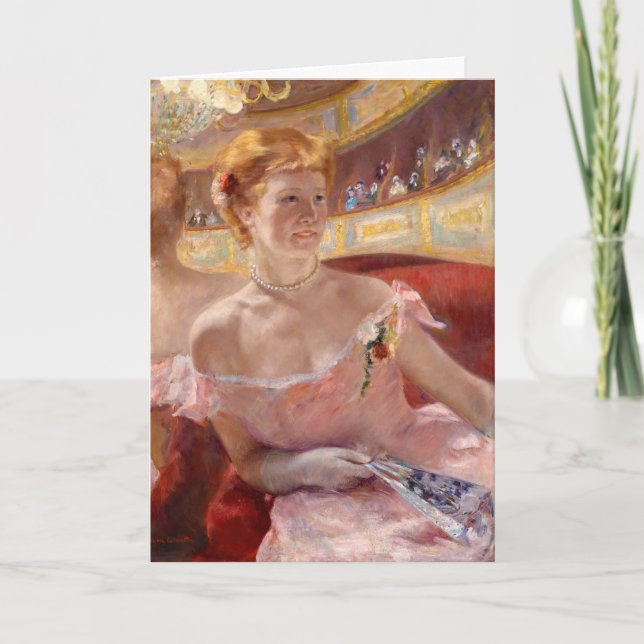 Cartão Mary Cassatt - Mulher com Colar de Pérolas numa Lo (Frente)