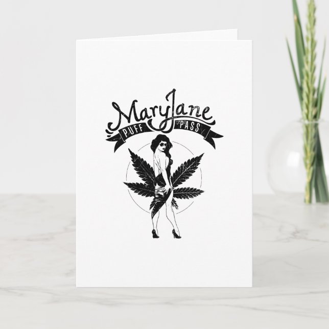 Cartão Mary Jane Puff Pass Mulher Trabalho de arte Preta (Frente)
