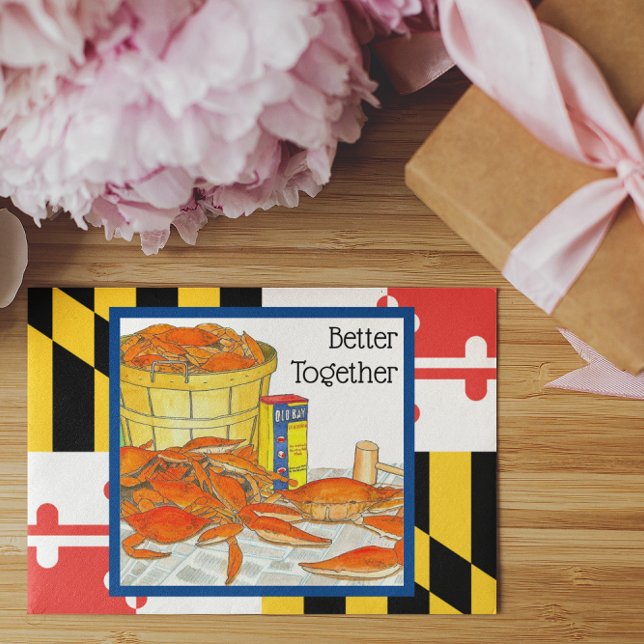 Cartão Maryland Flag and Crabs Custom Wedding Card (Criador carregado)