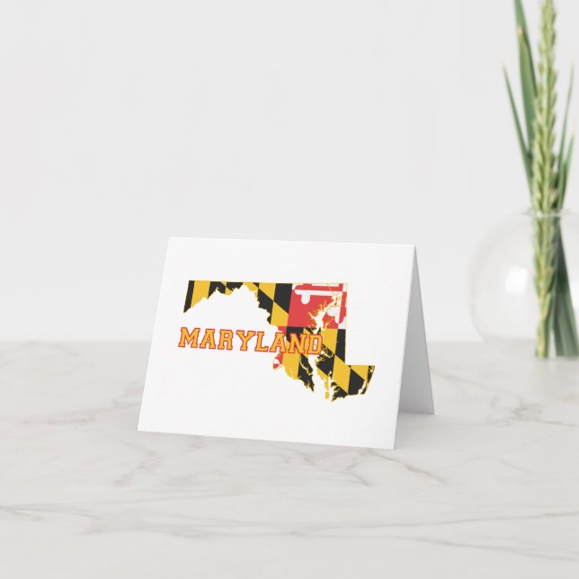 Cartão Maryland state Flag and Map Shape Note (Frente)