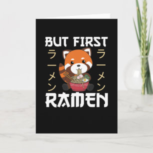 Cartão Mas Primeiro Ramen Cinto Panda Vermelha Come Ramen