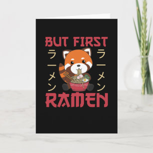 Cartão Mas Primeiro Ramen Cinto Panda Vermelha Come Ramen