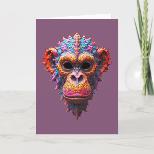 Cartão Máscara de Chimpanzé Ornata (Frente)