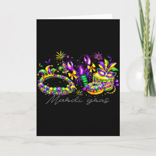 Cartão Máscara de Contas de Lagosta Mardi Gras Bolo do Re