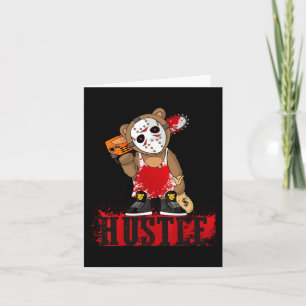 Cartão Máscara de Hóquei Hop Hop Hop Teddy Bear Divertido