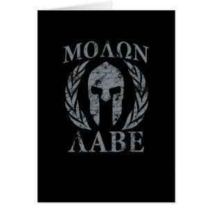 Cartão Máscara do Guerreiro do Molon Labe Laurels em Pre