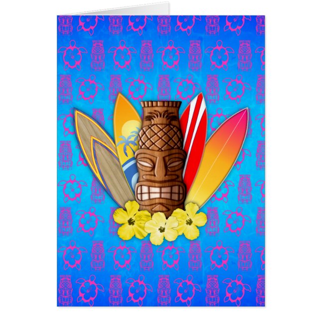 Cartão Máscara e prancha de Tiki (Frente)