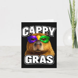 Cartão Máscara engraçada de mardi gras capivara meme