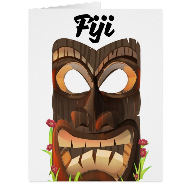 Cartão Máscara esculpida de Fiji (Frente)