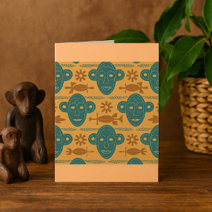 Cartão Máscara Tribal Padrão Facial Étnico Africano