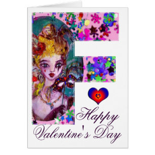 CARTÃO MÁSCARA VENEZIANA DE VALENTINE MONOGRAMA LETRA F