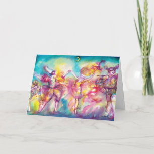 Cartão MASCARADA, Mardi Gras Máscaras, Dança, Música