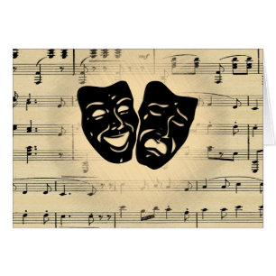 Cartão Máscaras de Música e Teatro Antigas Vazias Por Den