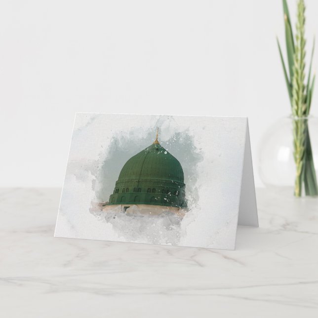 Cartão Masjid An-Nabawi - Ilustração de aquawi Islâmica P (Frente)